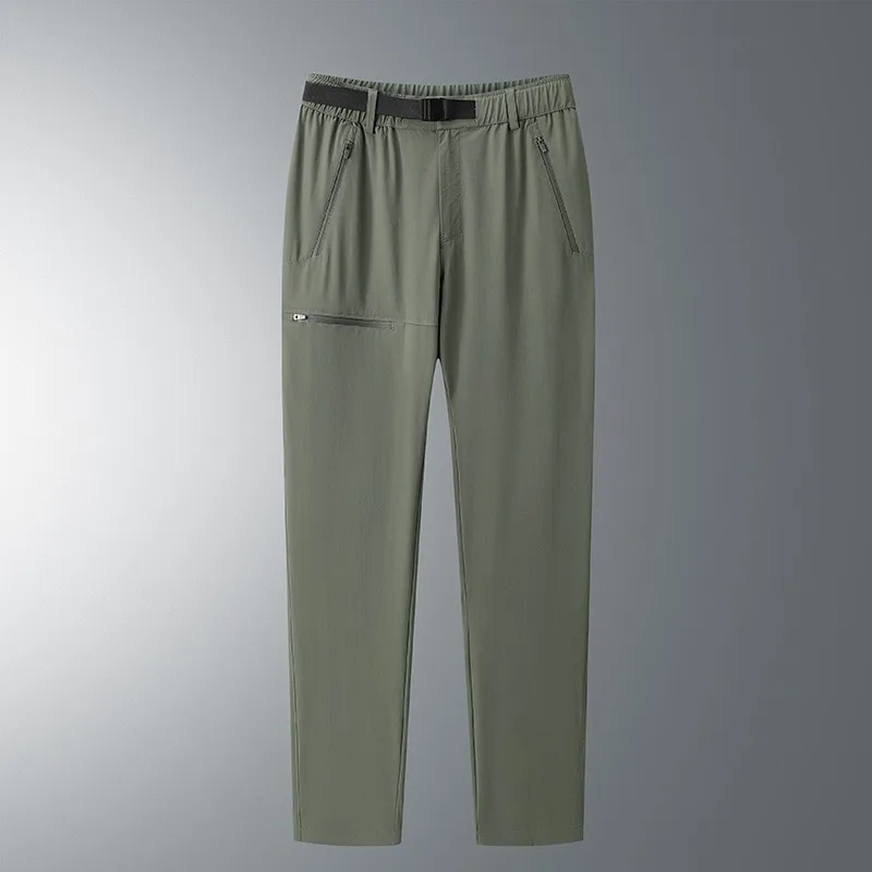 

Men's Business Casual Pants Summer Ice Silk Quick Dry Sports Trousers Loose Plus Size Flat Hem Straight Long Pants