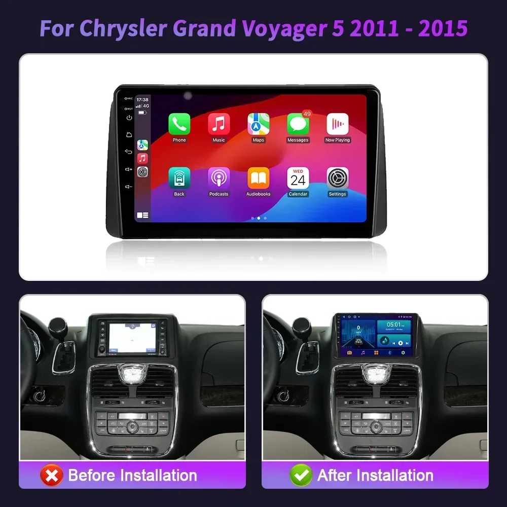 Car Radio Android Multimedia Wireless Bluetooth Carplay For Chrysler Grand Voyager 5 2011-2015 Navigation Carplay Touch Screen