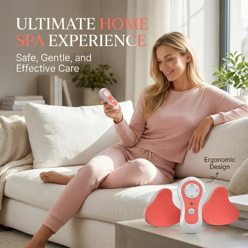 Ergonomic Breast Massage Pad USB Charging 8 Modes Vibration Massager Skin‑Friendly Silicone Home Beauty Care Tool