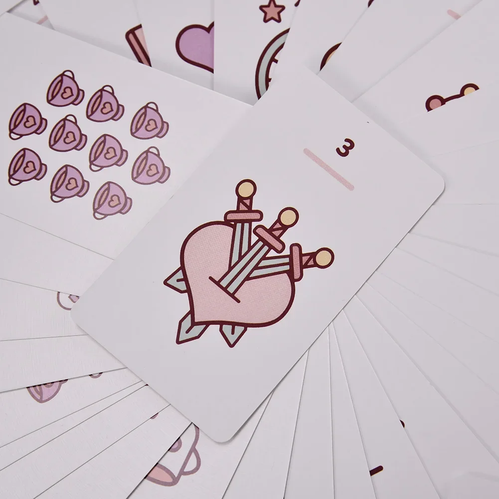 جديد Kawaii بطاقات التارو لطيف التارو سطح السفينة مجلس أرواق لعب PDF دليل الأسرة حفلة الجدول بطاقة ألعاب الأطفال #5