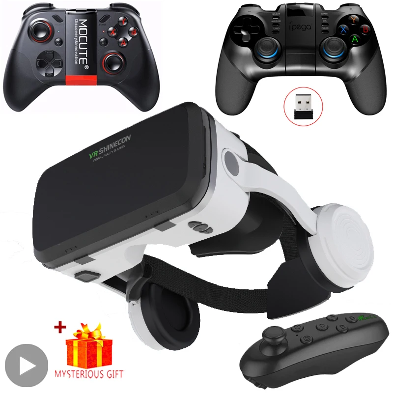 

VR Glasses Virtual Reality 3D Helmet Headset Lenses Devices Goggles Smartphone Smart Cell Phone Headphone Controller Viar Games