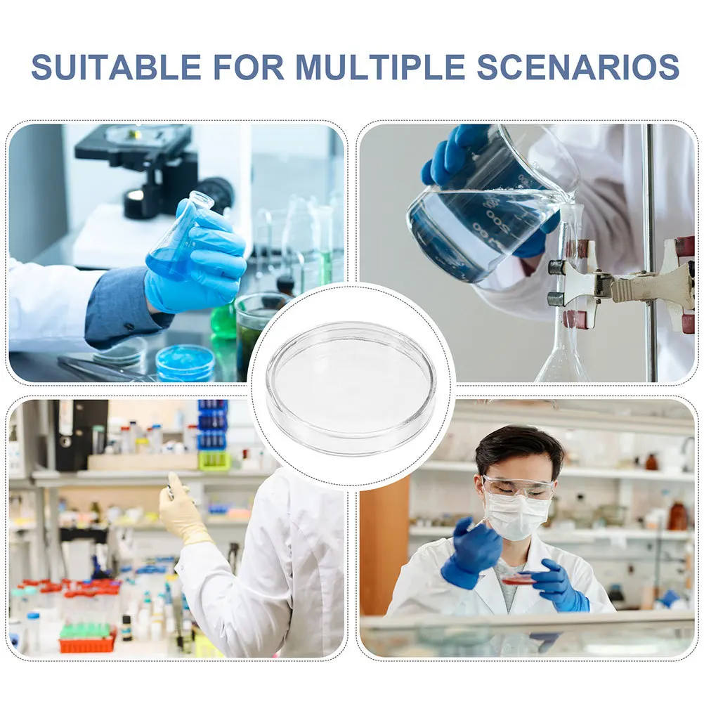 غطاء طبق بتري زجاجي، تجربة علمية للمختبر، رؤية واضحة، زجاج سميك متين، طبق ثقافة الخلية بالحجم الأمثل