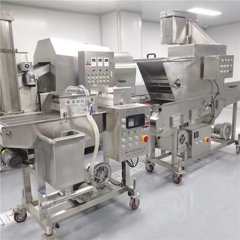 XIYUAN Kebab Meat Processing Battering Coating Drum Preduster Automatic Frying Line High Productivity