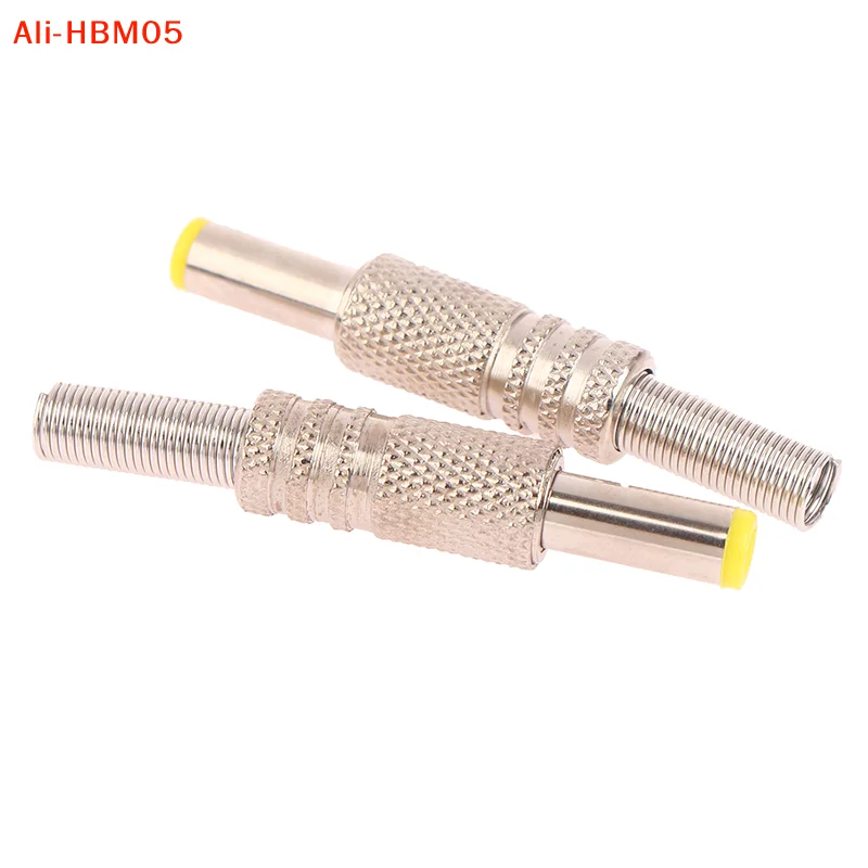 (HB05)2Pcs 5.5x2.5mm DC Power Jack Male Plug Metal Connector Adapter With Yellow Head Adapter Connector Plug