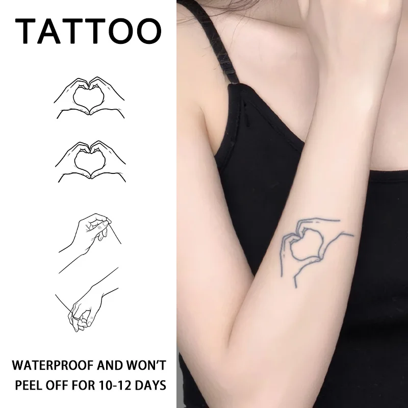 Minimalistische Muster Kräuter-Temporäre Tattoos, Langanhaltend Wasserfest für Eine bis Zwei Wochen, Tattoo für Paare, Arm, Handfläche