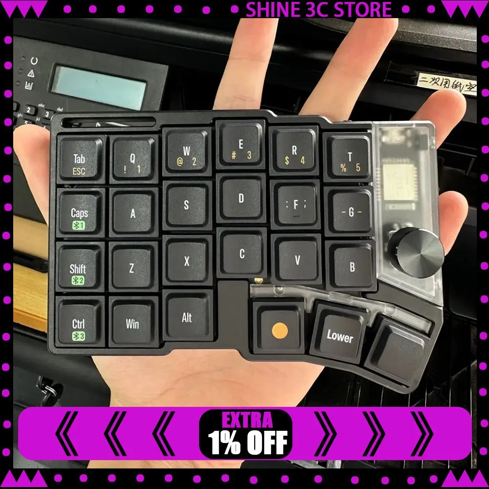 

Разделенная клавиатура Jezail Funder Cornix, двухрежимный низкопрофильный алюминиевый корпус с ЧПУ с ручкой, флакон с поддержкой беспроводной механической клавиатуры