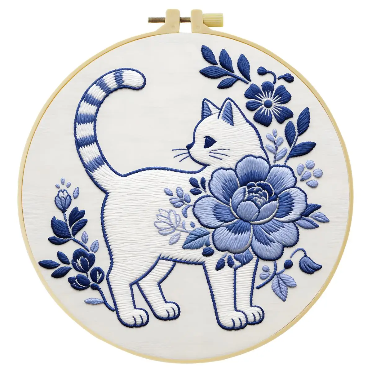 1 Stück 20X20CM/15X15CM 7,87/6,3 Zoll Katzen-Stickerei-Starter-Kit DIY-Kit DIY-Stickerei-Set für Anfänger Nähkunst – Detail 3