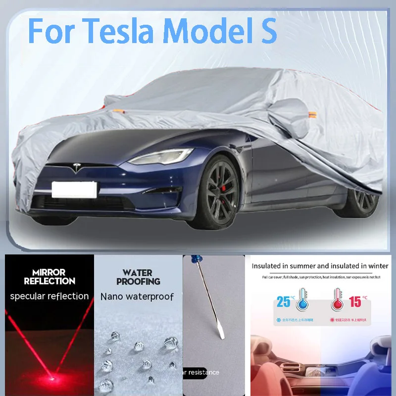 

For Tesla Model S Full Car cover with UV protection and Winter Insulation roles,Rainproof,Snowproof Ati-frost properties.