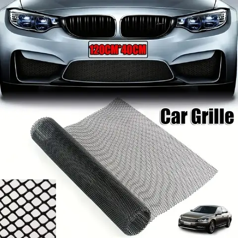1x Universal 3D Car Racing Honeycomb Bumper Vent Tuning Grill Mesh Front ABS Plastic Spoiler Black Car Exterior Accessories