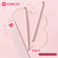 Kaco Cherry Blossom Gel Pen Set Creative Rotating 0.5mm Black Ink Refills Signature Canetas School Offfice Kawaii Stationery