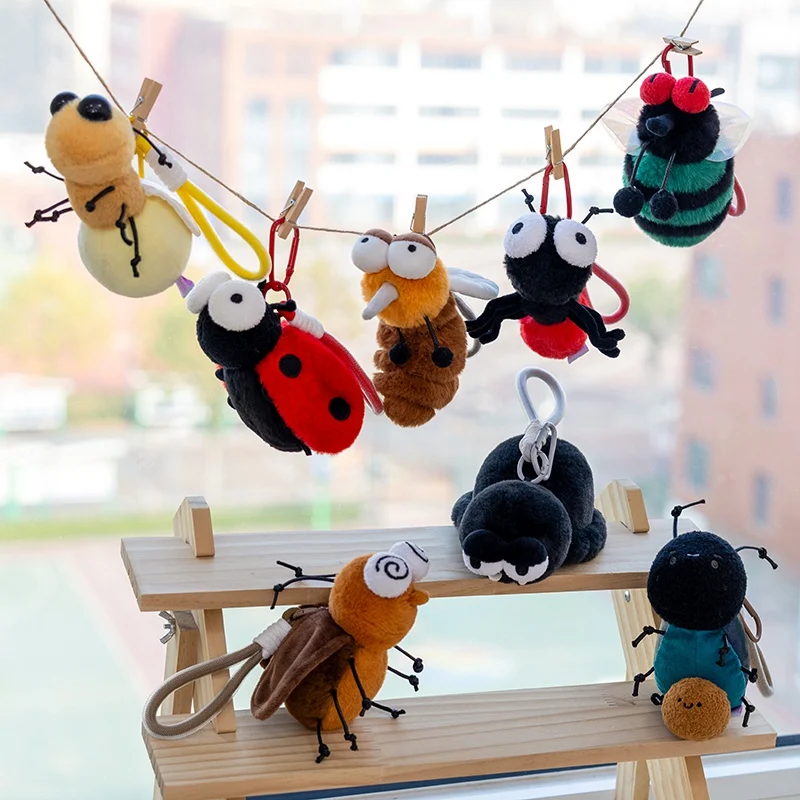 

12cm Spring Insect Series Plush Toy Interesting Insect Pendant Ladybug Spider Mosquito Ant Doll Boy Girl Birthday Gift