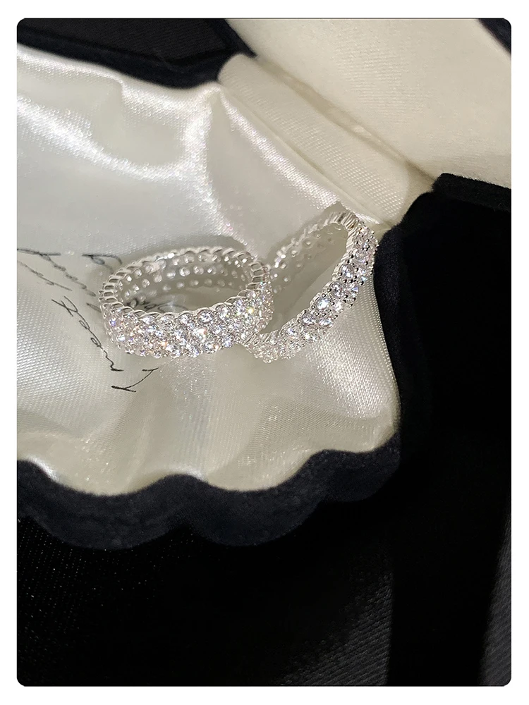 Ultra-Glänzende Luxus-Ringe mit Mikro-Zirkonia-Besatz, Offen Verstellbar, Silberfarben, für Damen, Eleganter Schmuck, Vielseitiges Finger-Accessoire – Detail 19