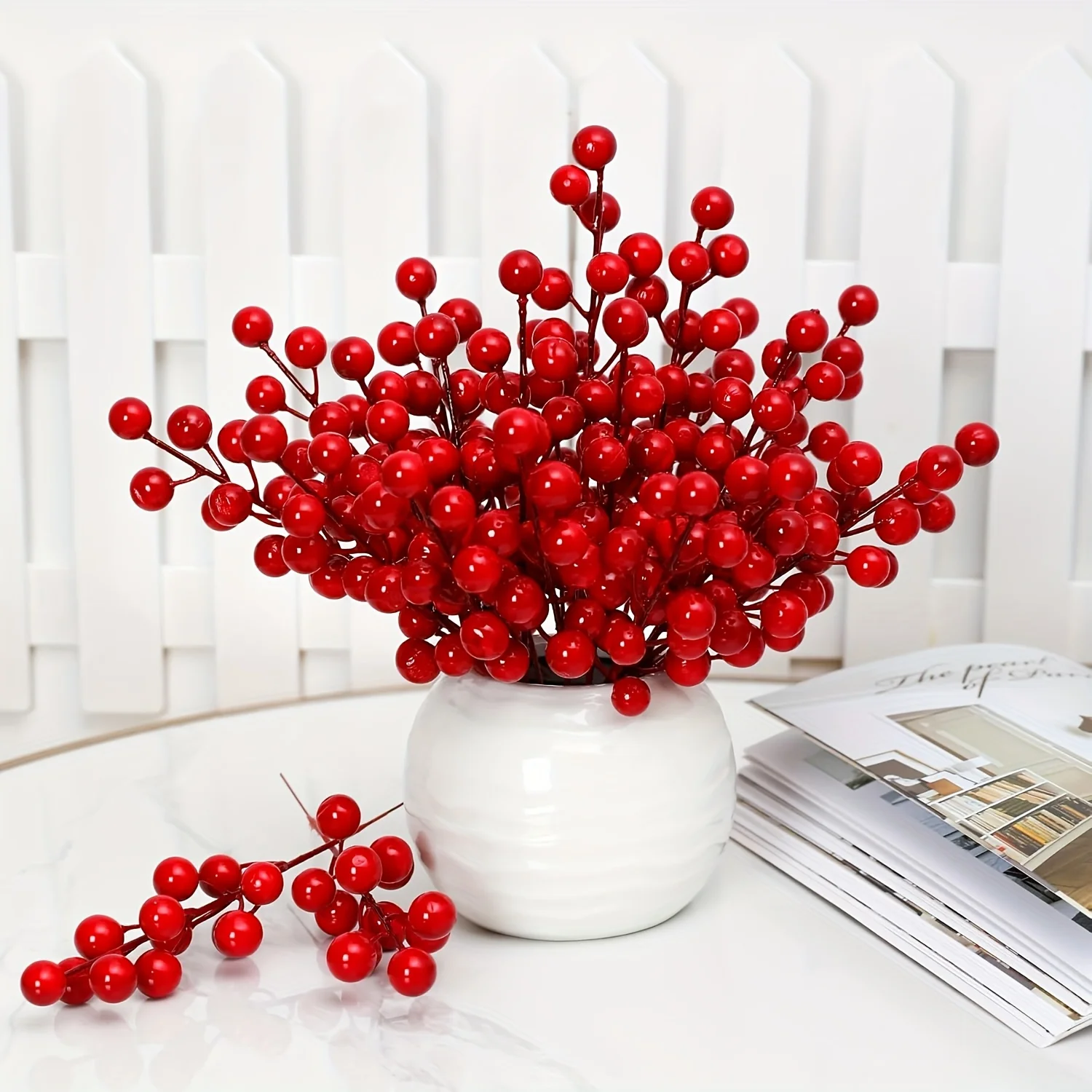

20/30PCS Artificial Berries Christmas Decoration Red Berry Branches for Flowers Bouquet New Year Party Decoration Xmas Decor