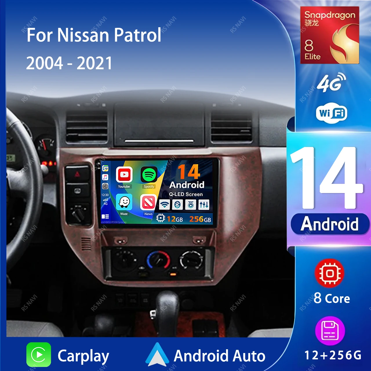 

Android 14 Carplay Auto 2K Screen Car Radio Multimedia Player For Nissan Patrol 2004-2021 WIFI+4G DSP Autoradio Stereo Head Unit