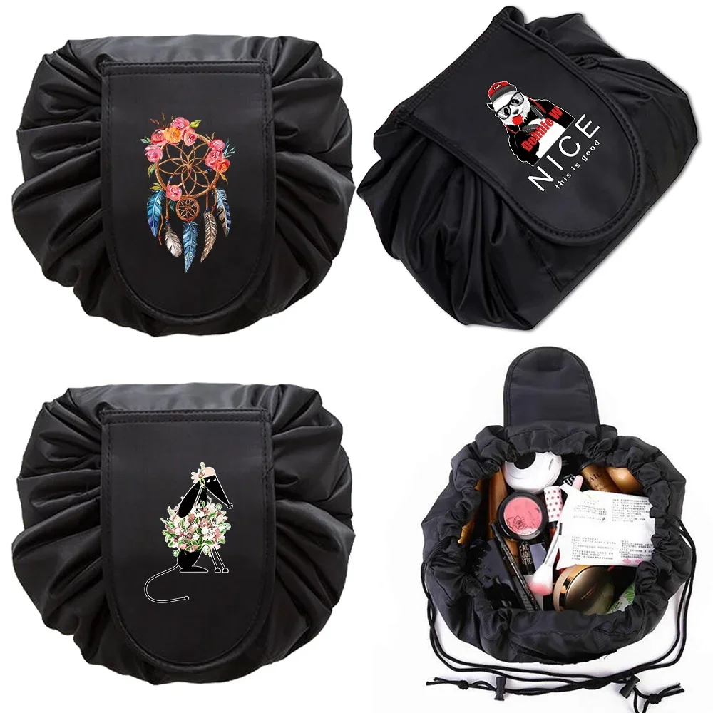 

Fashion Makeup Bag Travel Cosmetic Bags Portable MakeUp Organizer Color Print Female Foldable Storage Toiletry Drawstring Case