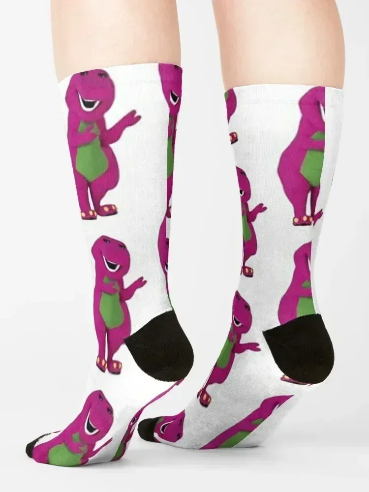 جوارب بارني ذا ديناصور لكرة السلة مضادة للانزلاق على شكل زهور كلاسيكية للرجال