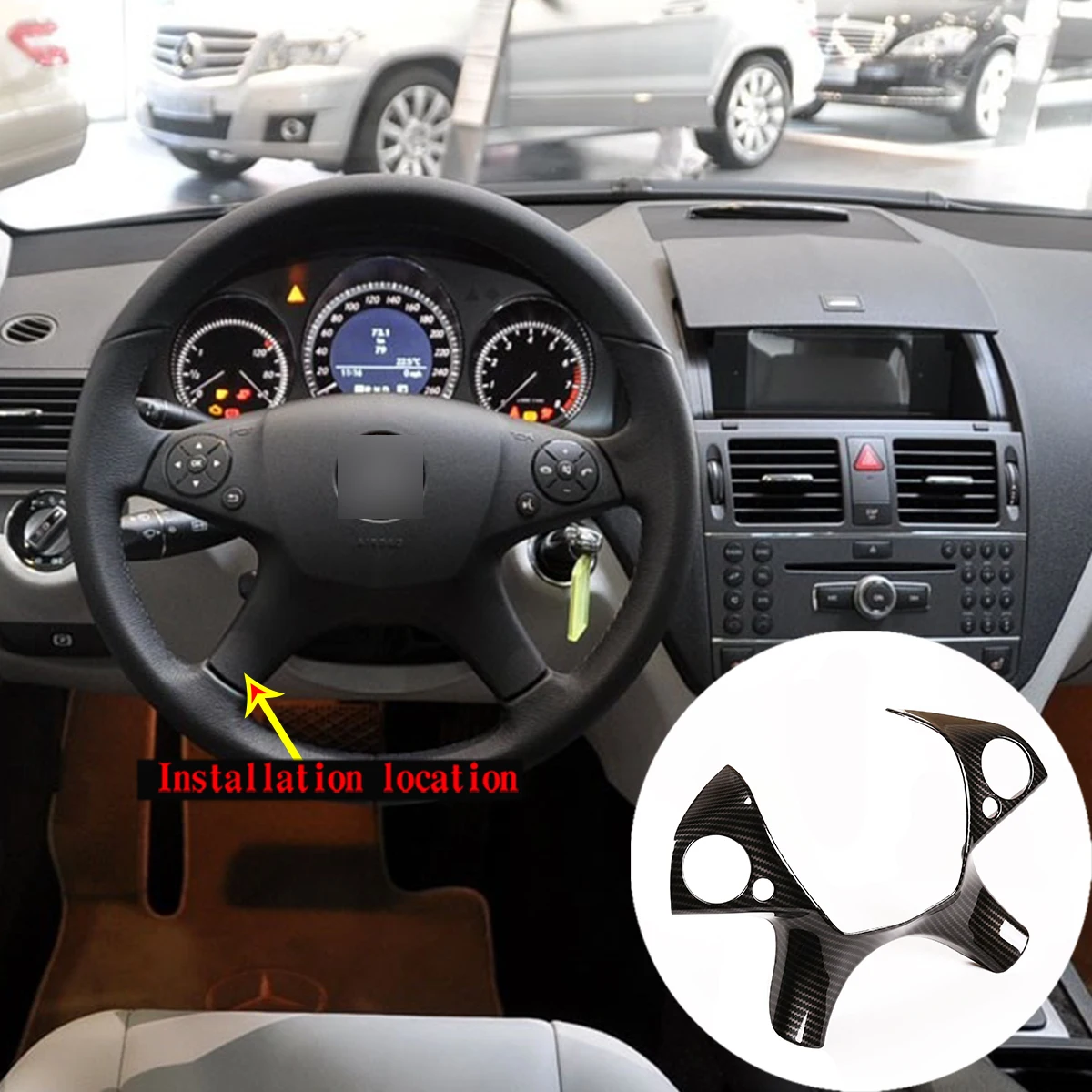 

ABS For 2007 2008 2009 2010 Benz C-Class Steering Wheel Trim Automotive Exterior Accessories