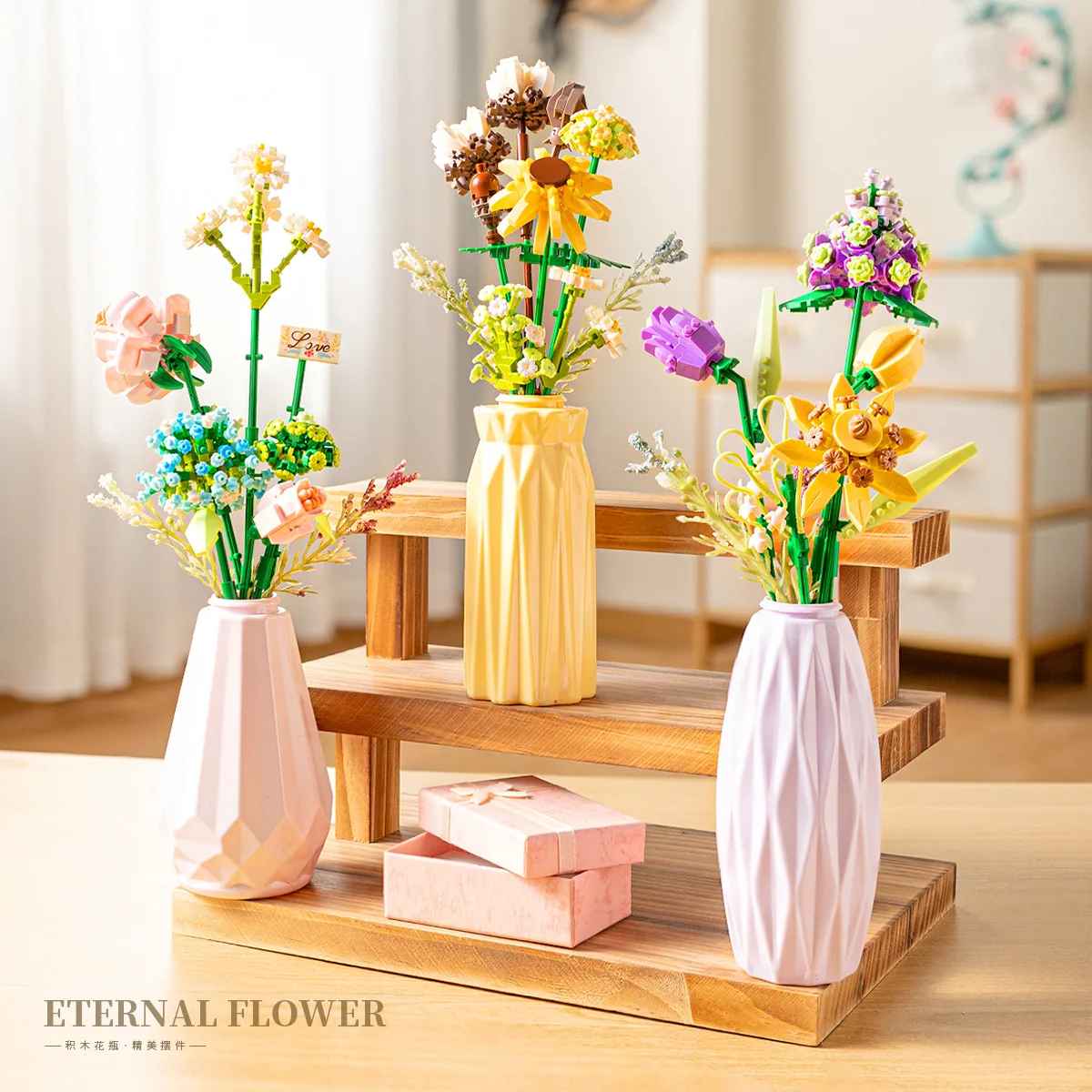 Eternal Flowers Adults Particle Building Block Toy Bouquet Flower Micro Bricks Construction Set for Children Girls 9 to 12 Years