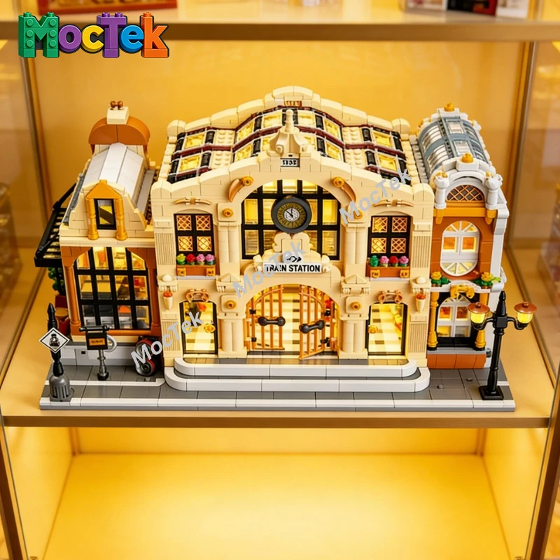 

Набор креативных ретро-моделей железнодорожной станции из 3220 деталей, конструктор 89140, развивающая сборная модель для демонстрации уличной сцены