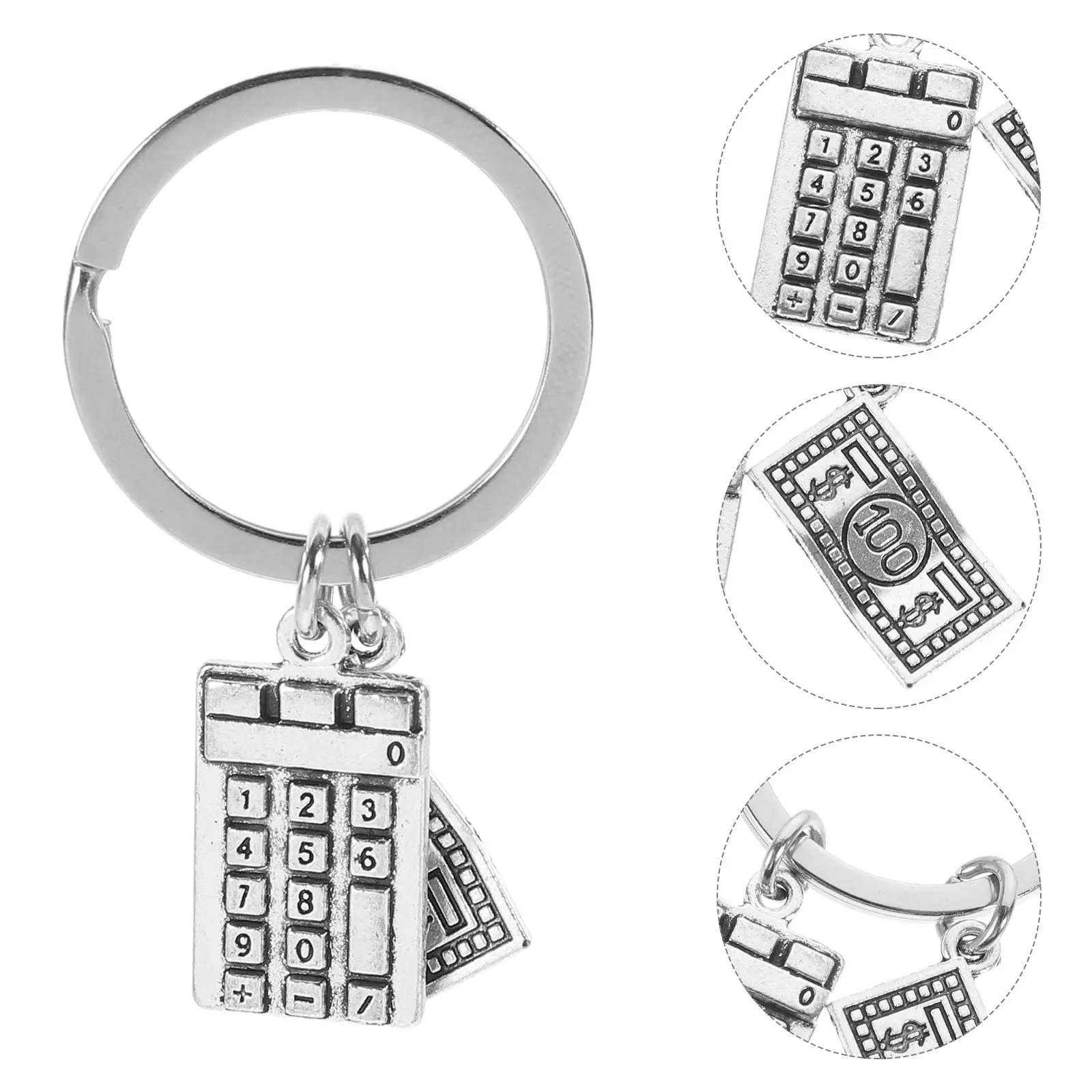 Porte-clés calculatrice élégant en alliage de zinc, mini porte-clés, cadeau unique pour hommes, femmes, comptable, finance, rentrée scolaire, petit porte-clés