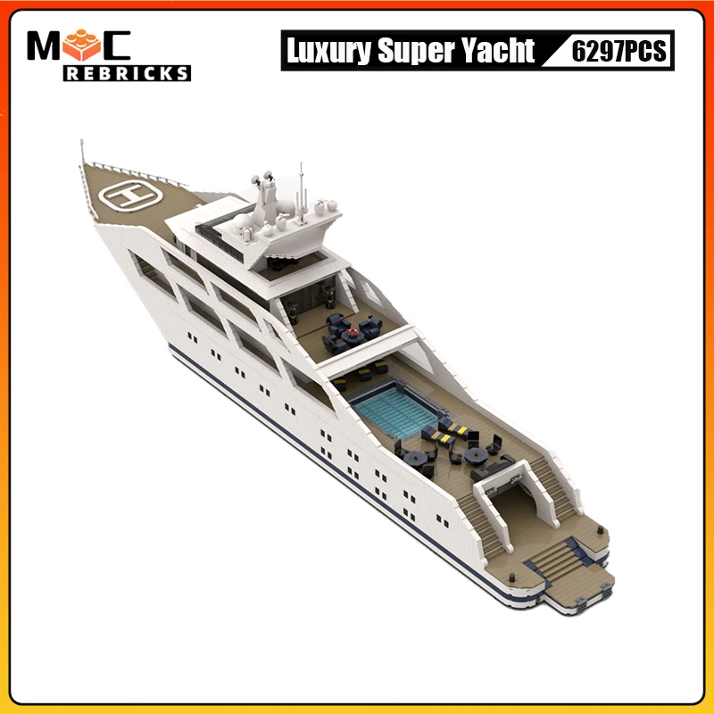 Collector Expert Series Super Luxury Yacht MOC Building Blocks Barca Modello di assemblaggio fai-da-te Tecnologia Mattoni Giocattoli per bambini Regali