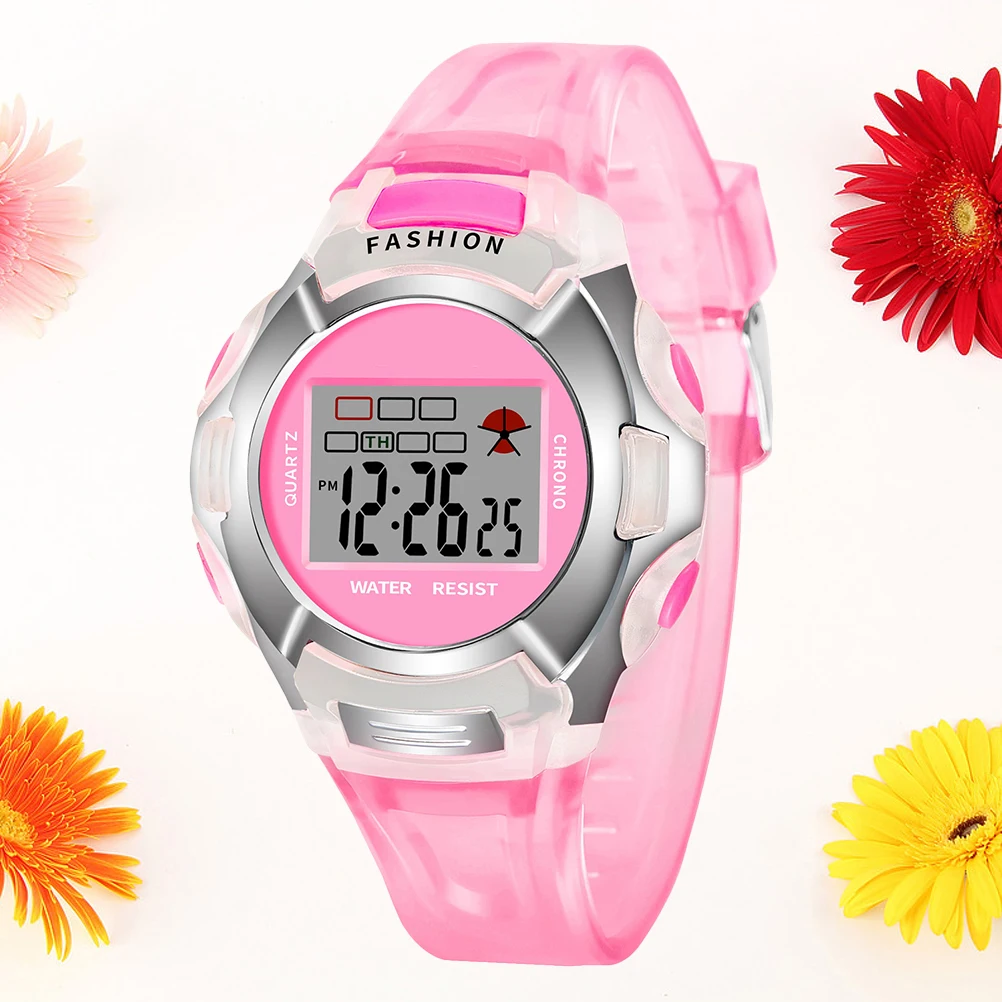 

Luminous Waterproof Watch For Electronic Wrist Watch 12/24 Hour Format Stopwatch Led Backlight Sports Use Pink
