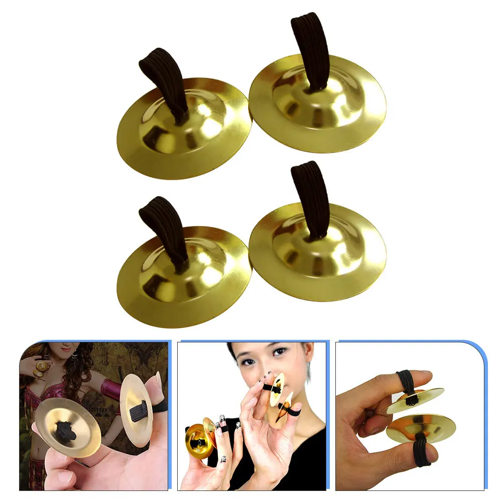4Pcs Copper Finger Cymbals Easy Wear Strap Design for Belly Dance Cymbal Kids Entertainment Music Enlightenment Dancing Props