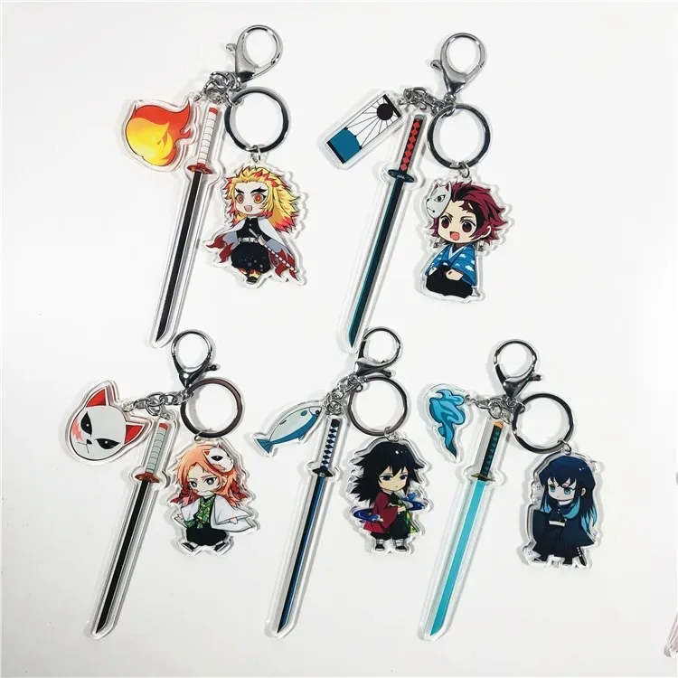 Demon Slayer Sword Keychain Anime Kamado Tanjirou Nezuko Rengoku Kyoujurou Tomioka Giyuu Acrylic Key Chain