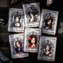 6style 30pcs/pack Retro PET Sticker Gothic Girl Series Character Handbook DIY Decorative Material Sticker Dark Holiday Gifts