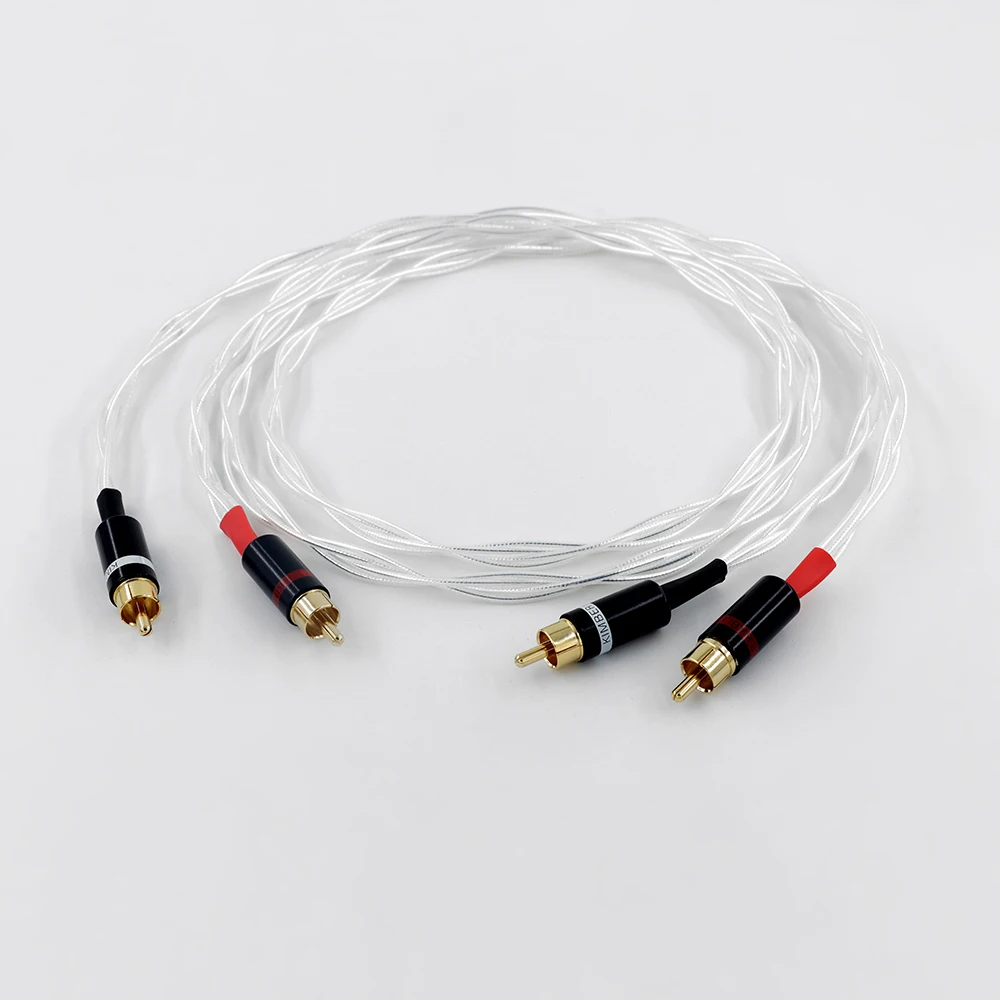 Серебряный соединительный кабель RCA премиум-класса 2, позолоченный для компакт-дисков/усилителей ​