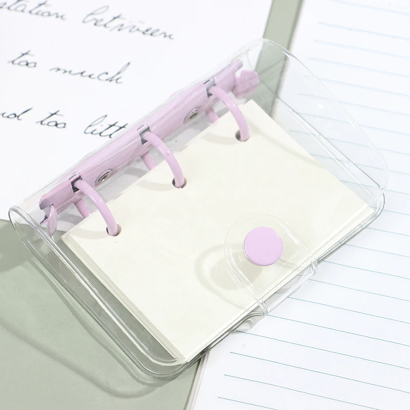 Cute Transparent 3 Ring Mini Loose-leaf Notebook Student Portable Hand Book Ring Binder Kawaii School Supplies Stationery