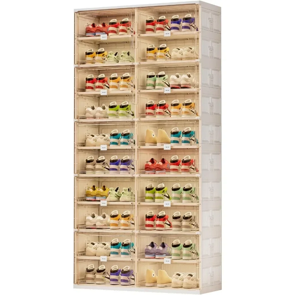 

jeko&jeko 10 tiers foldable shoe rack organizer cabinet for closet entryway, large collapsible shoe storage box with magnetic do
