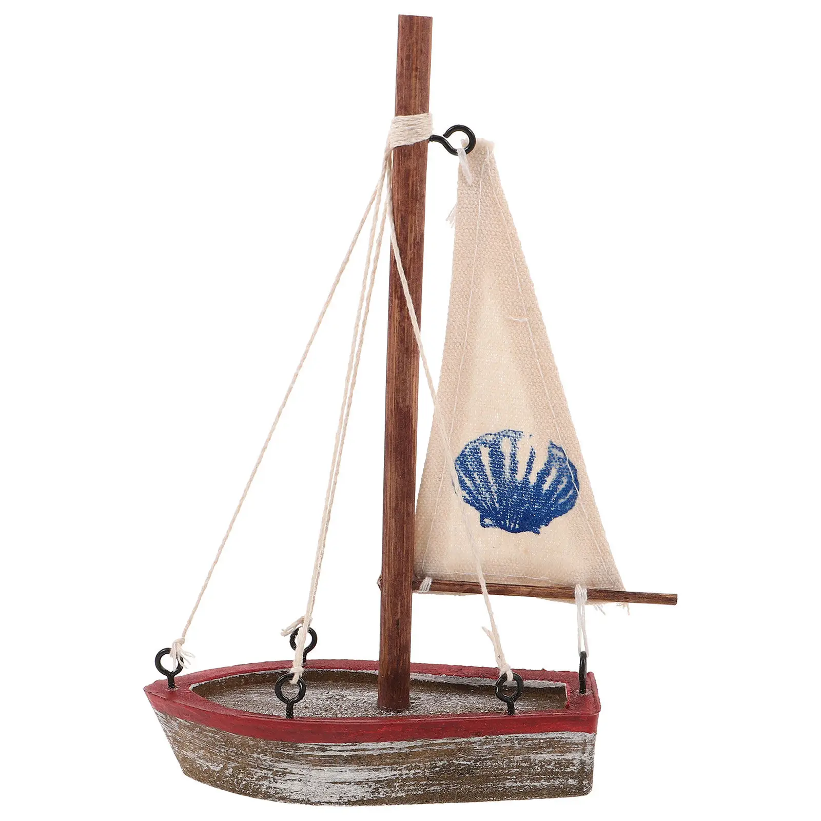 Mini Wooden Sailboat Vintage Nautical Party Decorations Beach Wedding Centerpiece Ocean Theme Graduation Cake Topper 6.5x4 view 5