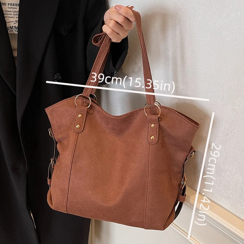 Fashion Large Capacity Suede Tote Bag Solid Color Casual Women's Crossbody Bag Commuting Shopper Travel Handbags Lady