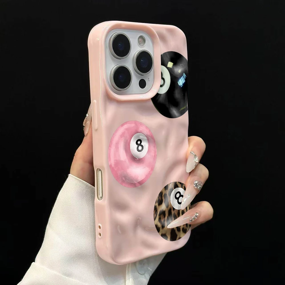 Billard Nr. 8 Glücksbringer-Muster Handyhülle für iPhone 17 16 15 14 13 12 11 Pro Max 14 Plus 17Air Falten-Wellen Weiche Silikonhülle – Detail 9