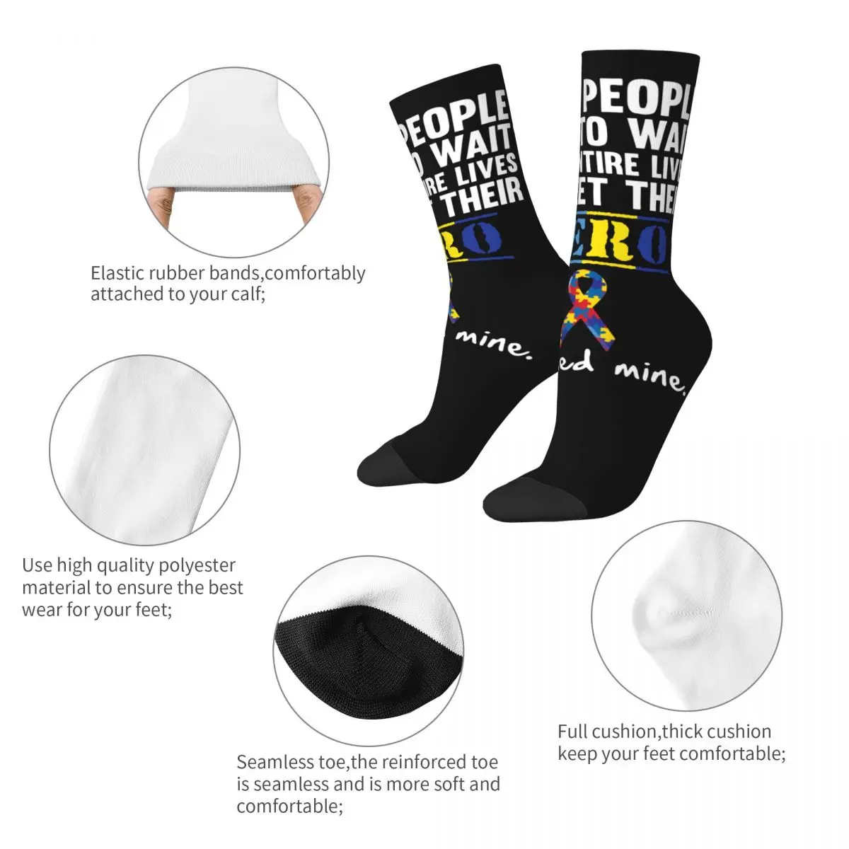 New Male Men Socks Casual Autism Hero Sock Autism Awareness Month Skateboard Women Sock Spring Summer Autumn Winter