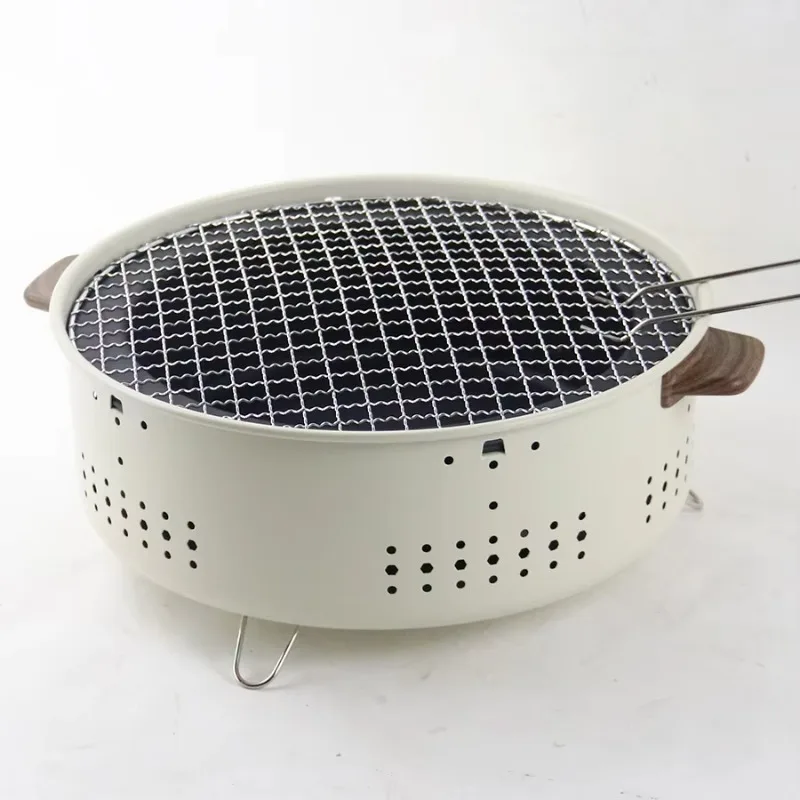 

Outdoor Camping Round Charcoal Bbq Pit Set Multifunction Mini Smokeless Barbecue Rack Portable Camping Charcoal Bbq Grill stove