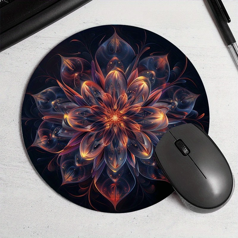 Mousepad Random Placement Glass Flower Round Portable Mouse Pad Computer Office Desk Mat Durable Non-Slip artoon Table Mat