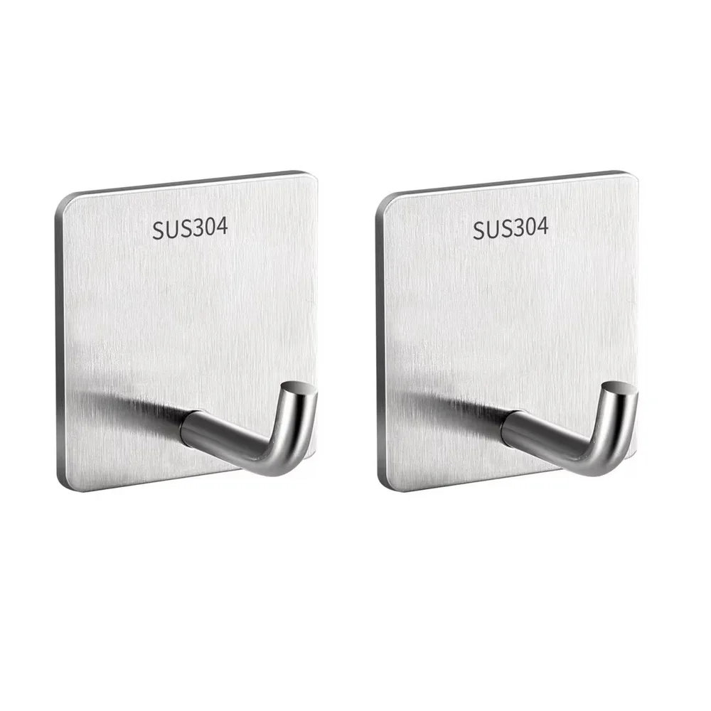 2pc/10pcs New Hanging Storage Stainless Steel Hook Waterproof Load-Bearing Wall Hook Rustproof Adhesive Hook Household Use