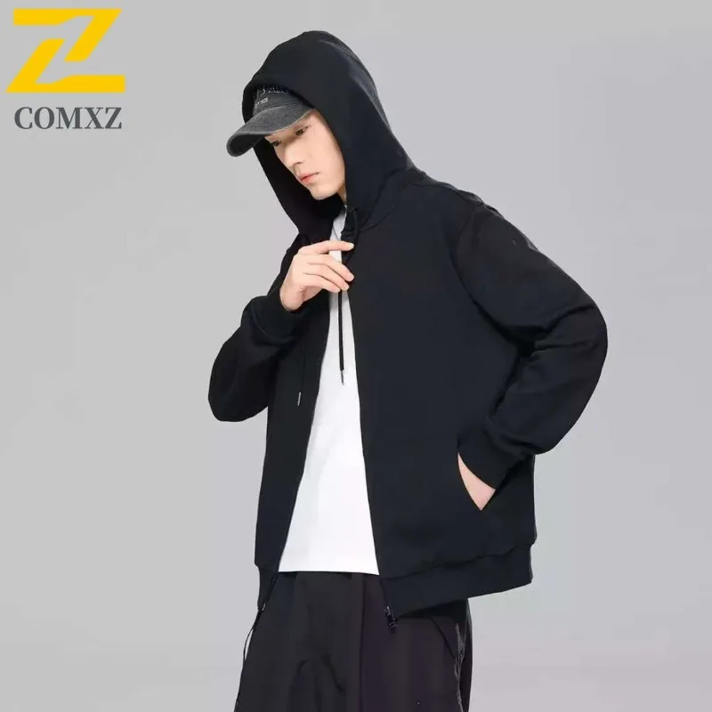 

COMXZ 2025 Trendy Mens Spring and Autumn Outdoor Sport Jacket Cycling Competition Training Windproof Hooded Assault Windbreaker