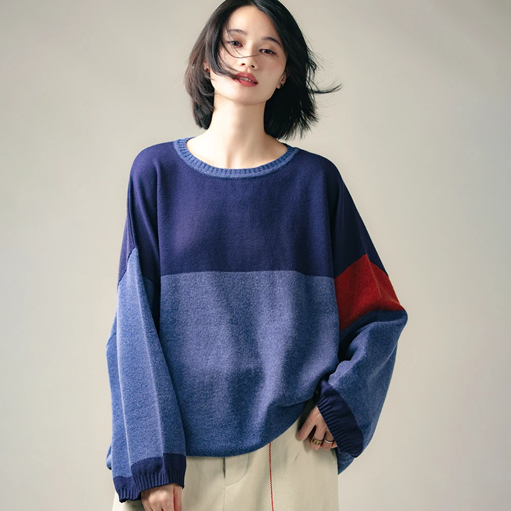 

Warm Woolen Long Sve round Ne Loose Knitted Sweater Women's Top Spring Season Comfortable Fit Straight Cut Commute Sle