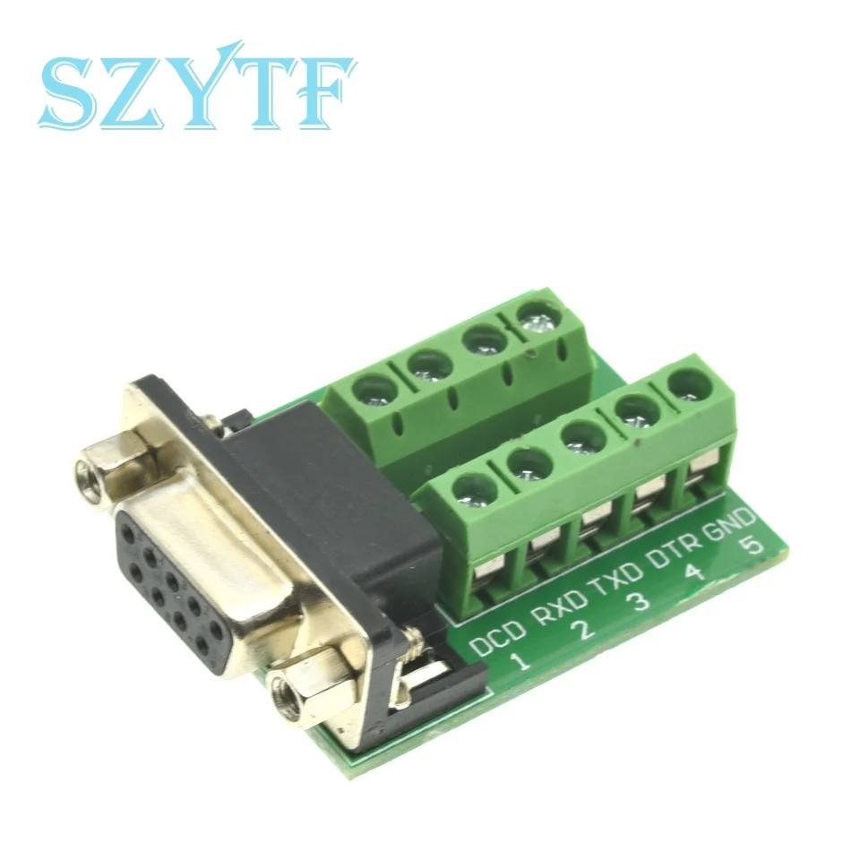 D-Sub 9pin Solderless Connectors DB9 RS232 Serial to Terminal Female Male Adapter Connector Breakout Board