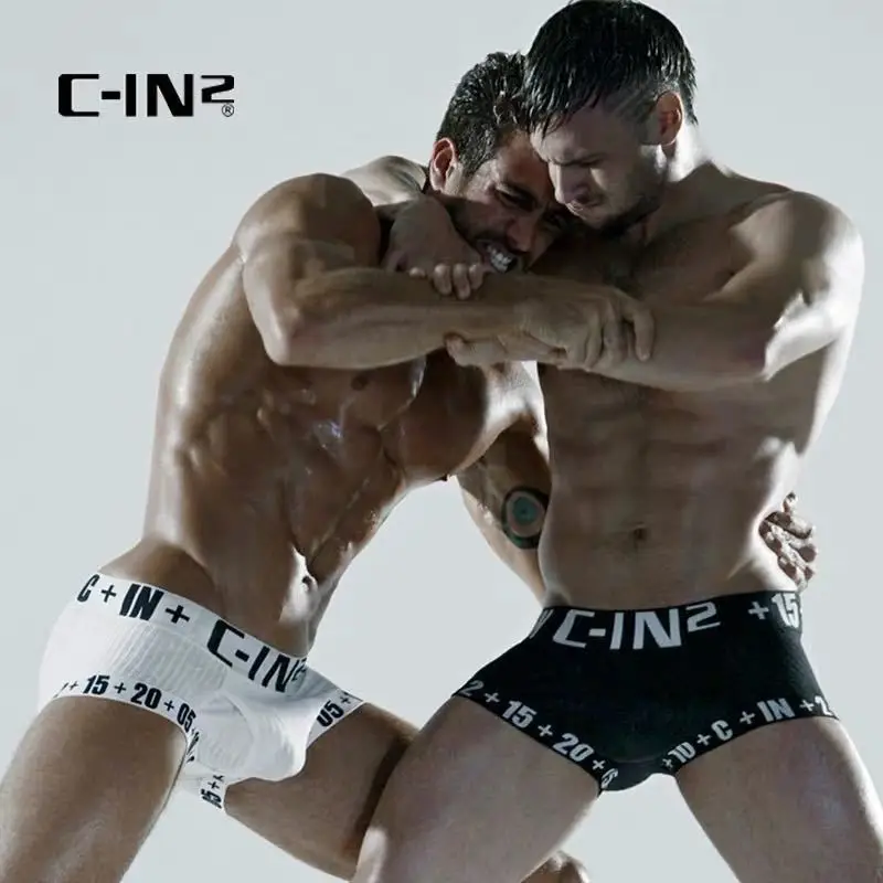 C-IN2 men's boxer briefs Black and white classic youth sports low waist sexy hip lift breathable shorts boys cin2 underwear