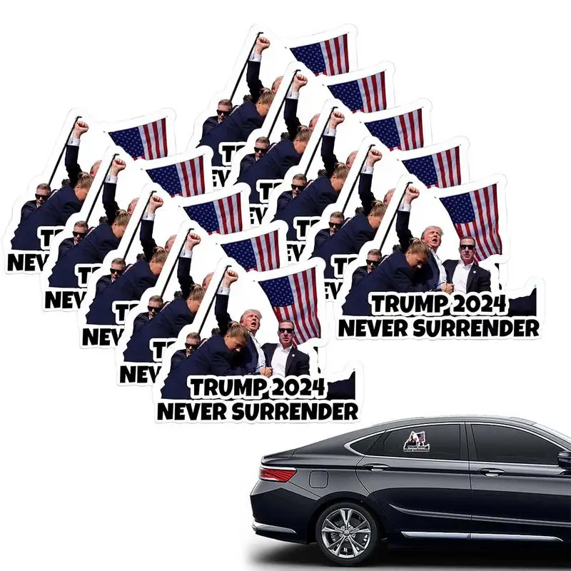 President Bumper Stickers 10 PCS Creative Laptop Decals Never Surrender Decals Waterproof President 2024 Stickers For Cars