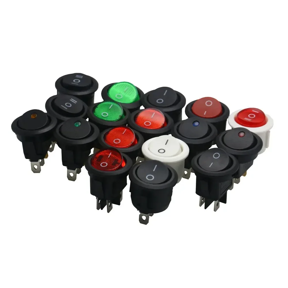 

5PCS ON/OFF Round Rocker Switch LED illuminated Car Dashboard Dash Boat Van 12V 24V / 6A 250V / 10A 125V 2/3/4PIN Switch 20MM