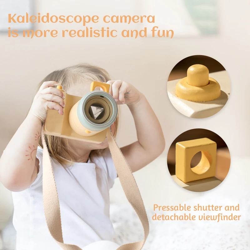 1pc Wooden Baby Toys Kaleidoscope Camera Creative Montessori Toddler Toys Children Outdoor Toy Parent-child Interactive Game