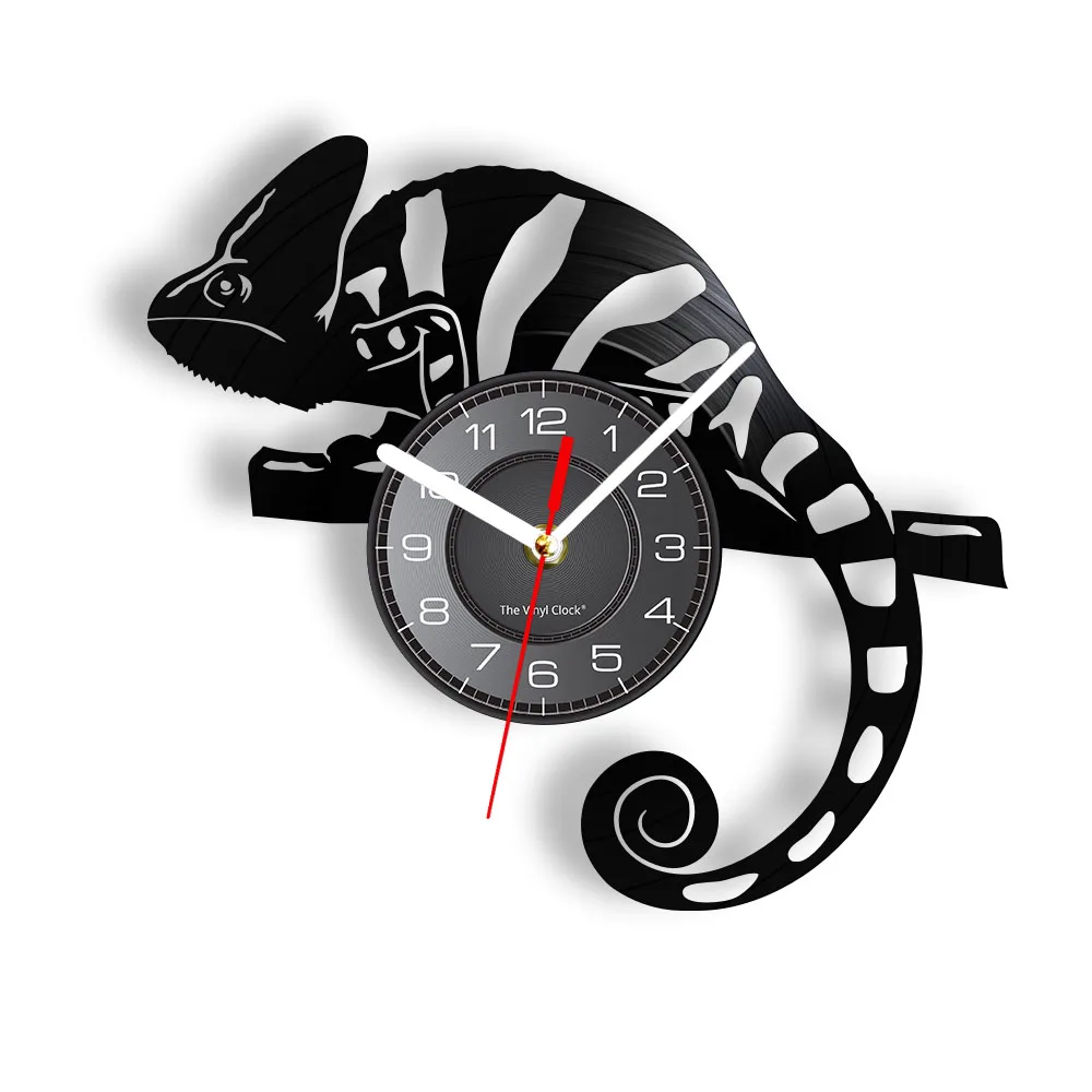 Chameleon Lizard Reptile Silent Vinyl Record Wall Clock Wild Animals Exotic Pet…