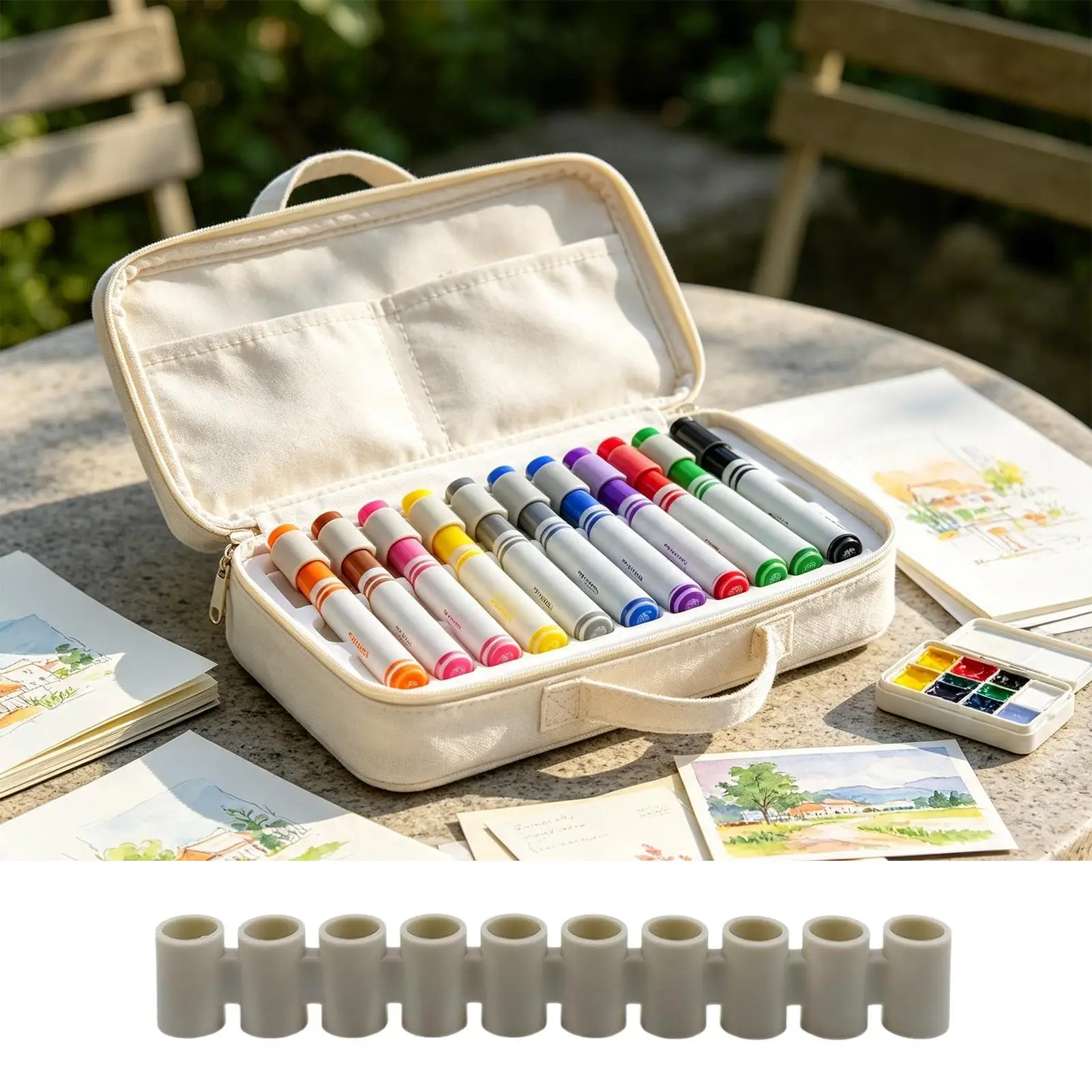 Marker Storage Organizer 10-Slot Anti-Loss Portable Flexible Upright Broad Tip Broad Tip Colored Markers Organizer For Home