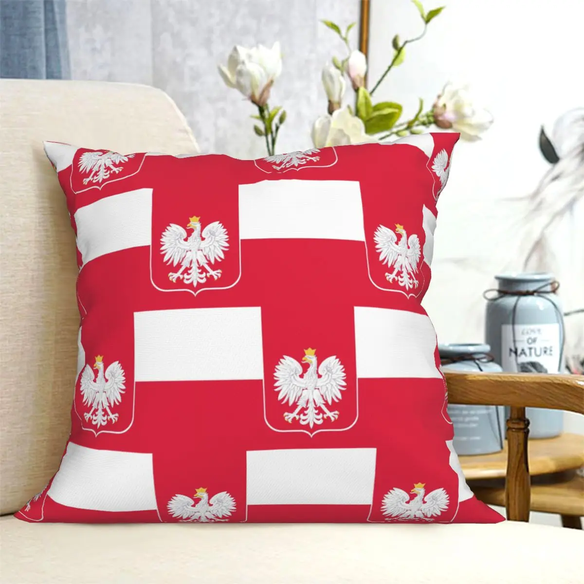 Polish Flag Flag Of Poland Square Pillowcase Cushion Cover Pillow Case Throw Pillow Cover for Home Sofa Living Room