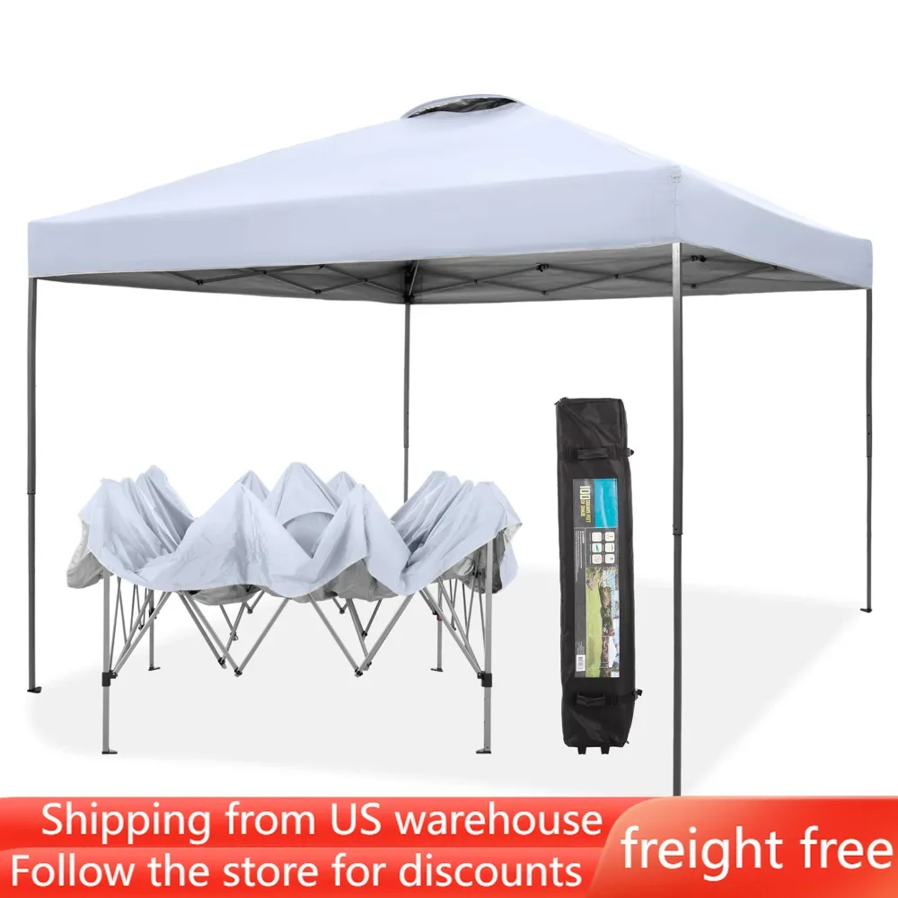 

10x10ft Pop-up Canopy Tent Straight Legs Instant Canopy for Outside with Wheeled Bag - White,freight free